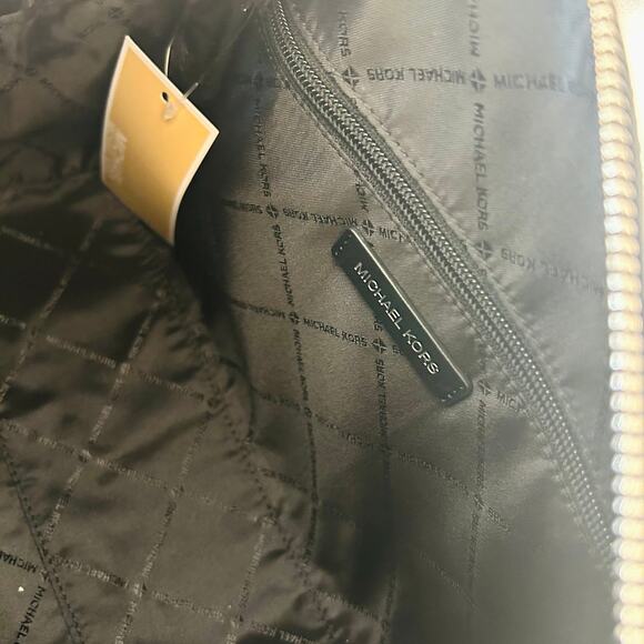 Michael Kors Purse MD. Duffle Metallic Logo Jacquard  Crossbody Bag Black - Picture 7 of 9